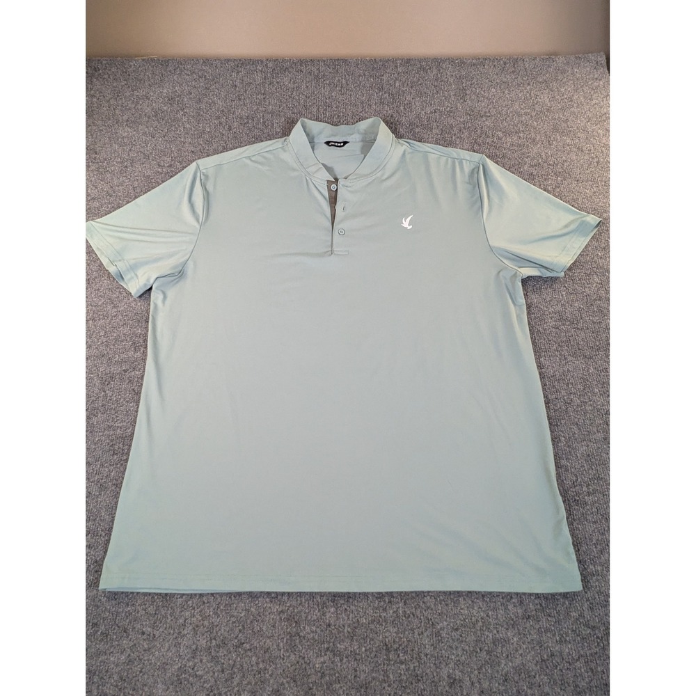 JMIERR Mens‎ Band Collar Polo Shirt Sage Performance Golf Top Size 2XL #2411